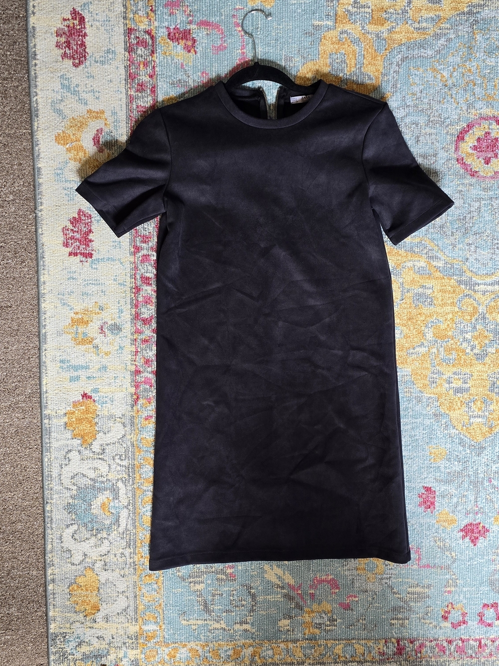 Zara Black Short-Sleeve Mini Shift Dress